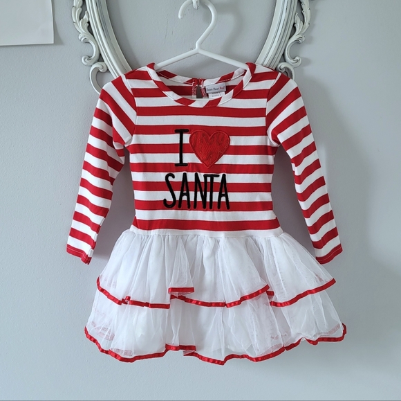I Love Santa Candy Cane Stripe Christmas Party Dress - Picture 1 of 2